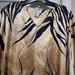 Vtg. Santé Classic Dressing Gown Moo Moo Kimono Sleeve Wildcat Print One Size